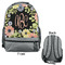 Boho Floral Large Backpack - Gray - Front & Back View