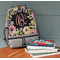 Boho Floral Large Backpack - Gray - On Desk