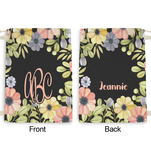 Boho Floral Large Laundry Bag - Front & Back View