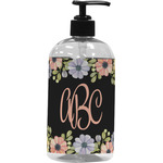 Boho Floral Plastic Soap / Lotion Dispenser (16 oz - Large - Black) (Personalized)