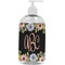 Boho Floral Plastic Soap / Lotion Dispenser (16 oz - Large - White) (Personalized)