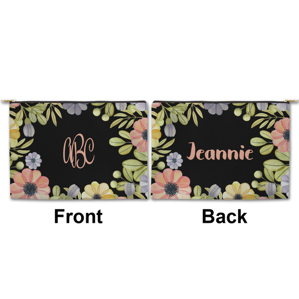 Boho Floral Large Zipper Pouch Approval (Front and Back)