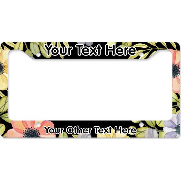Custom Boho Floral License Plate Frame - Style B (Personalized)