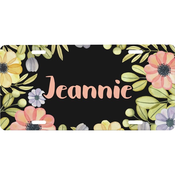 Custom Boho Floral Front License Plate (Personalized)