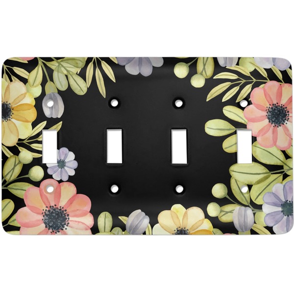 Custom Boho Floral Light Switch Cover (4 Toggle Plate)