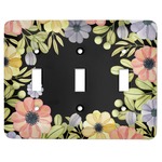 Boho Floral Light Switch Cover (3 Toggle Plate)
