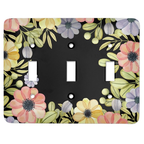 Custom Boho Floral Light Switch Cover (3 Toggle Plate)