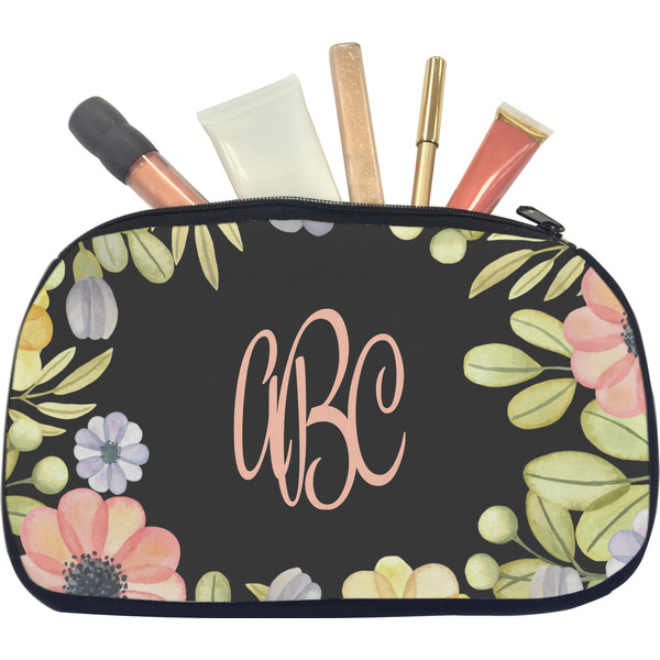 Custom Boho Floral Makeup / Cosmetic Bag - Medium (Personalized)