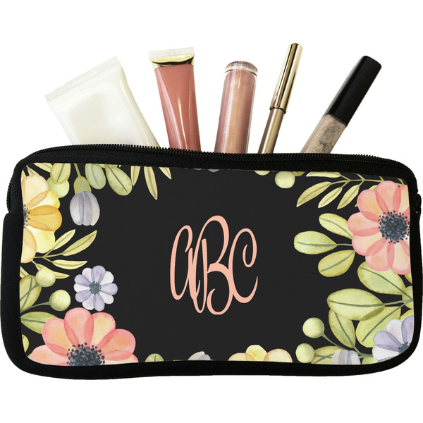 Custom Boho Floral Makeup / Cosmetic Bag - Small (Personalized)