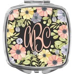Boho Floral Compact Makeup Mirror (Personalized)
