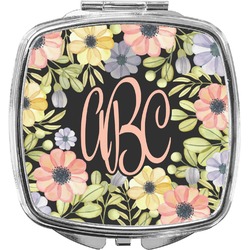Boho Floral Compact Makeup Mirror (Personalized)