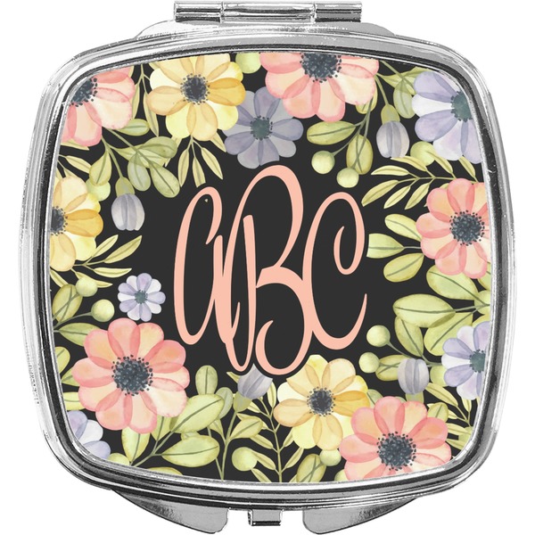 Custom Boho Floral Compact Makeup Mirror (Personalized)