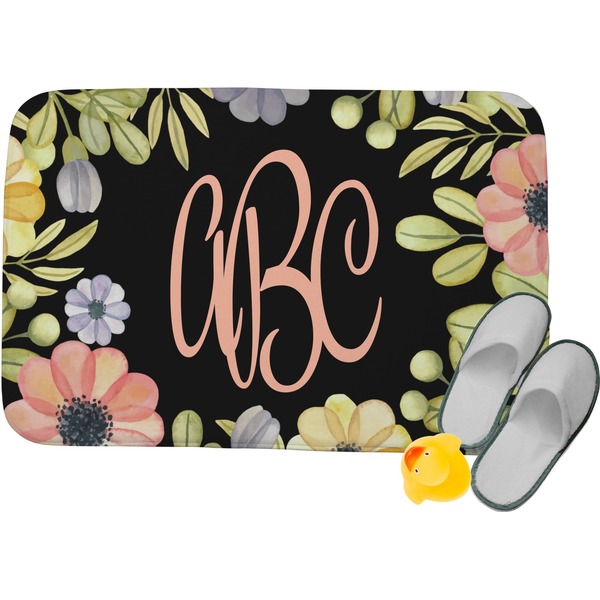 Custom Boho Floral Memory Foam Bath Mat - 34"x21" (Personalized)