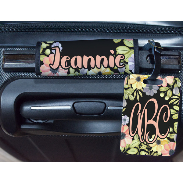 Boho Floral Metal Luggage Tag & Handle Wrap - In Context