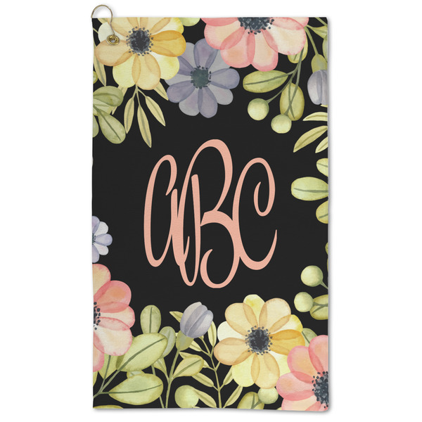 Custom Boho Floral Microfiber Golf Towel - Large (Personalized)