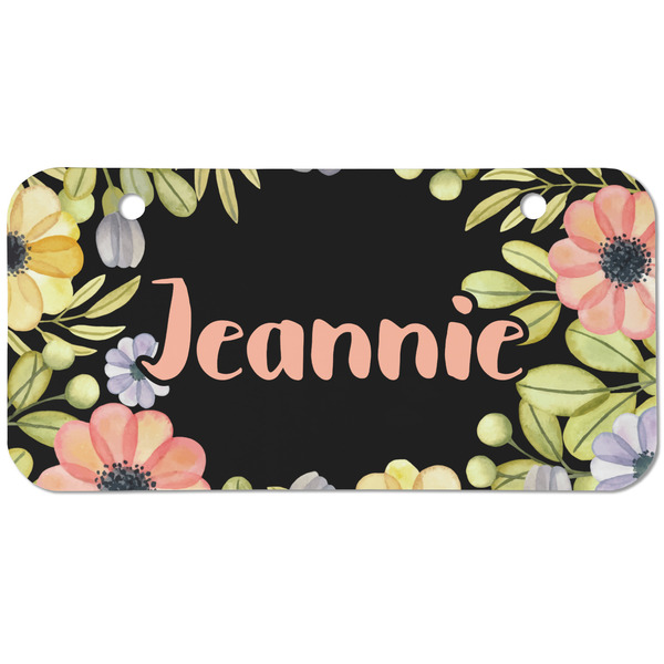 Custom Boho Floral Mini/Bicycle License Plate (2 Holes) (Personalized)