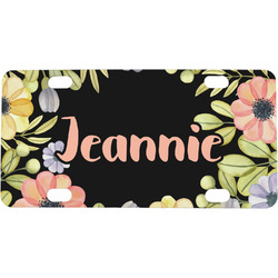 Boho Floral Mini / Bicycle License Plate (4 Holes) (Personalized)