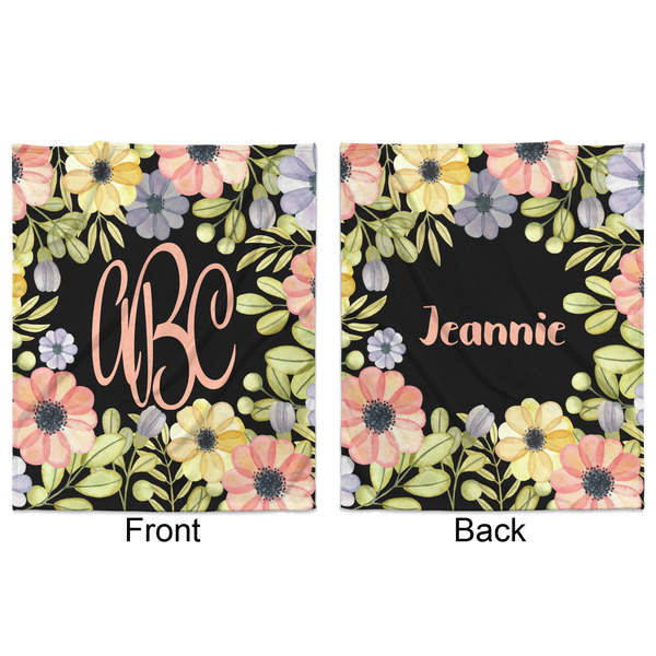 Boho Floral Minky Blanket - 50"x60" - Double Sided - Front & Back