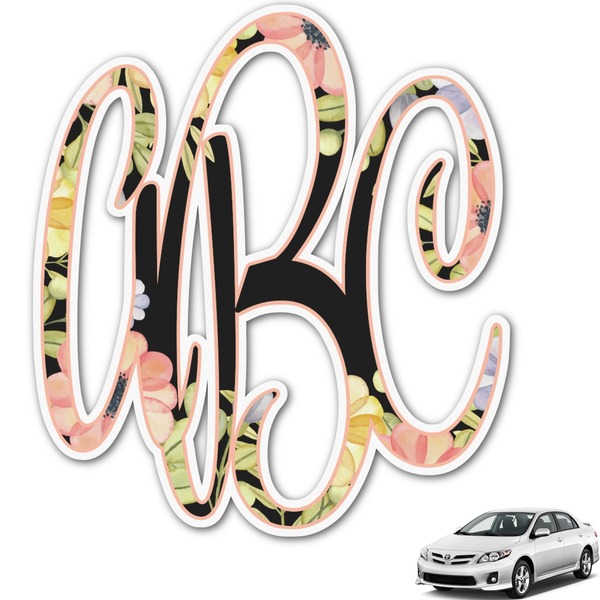Custom Boho Floral Monogram Car Decal (Personalized)
