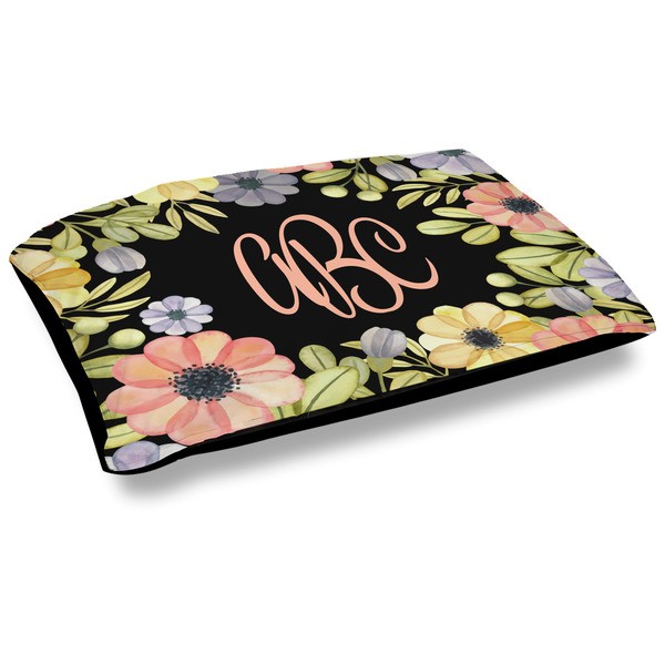 Custom Boho Floral Outdoor Dog Bed - Large (Personalized)