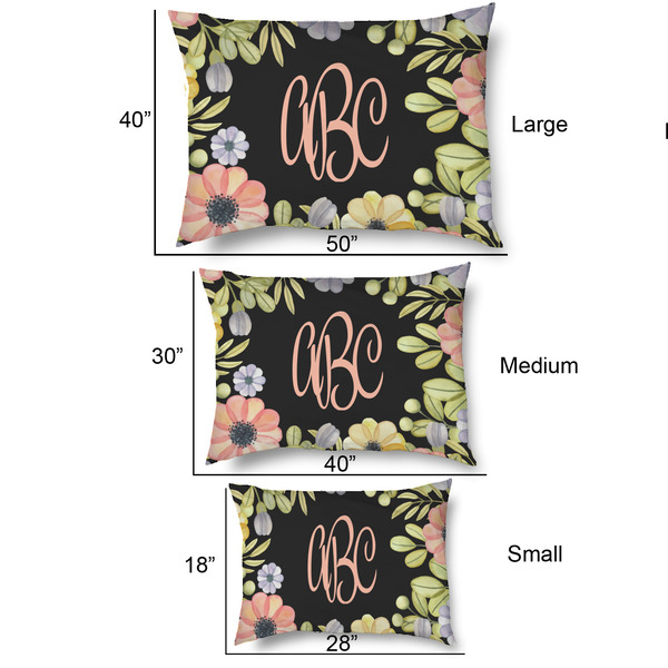 Boho Floral Outdoor Dog Beds - SIZE CHART