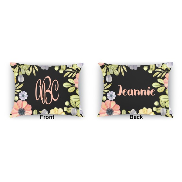Boho Floral Outdoor Rectangular Throw Pillow (Front and Back)