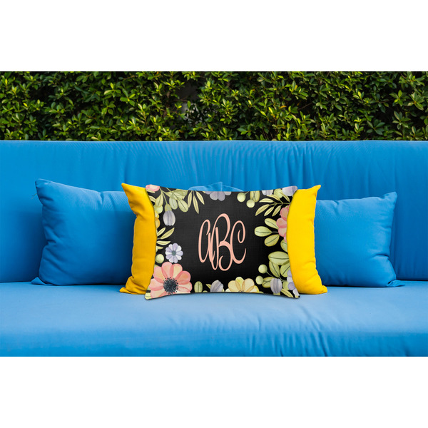 Boho Floral Outdoor Throw Pillow  - LIFESTYLE (Rectangular - 20x14)