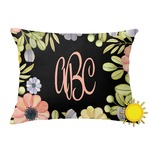 Boho Floral Outdoor Throw Pillow (Rectangular) (Personalized)