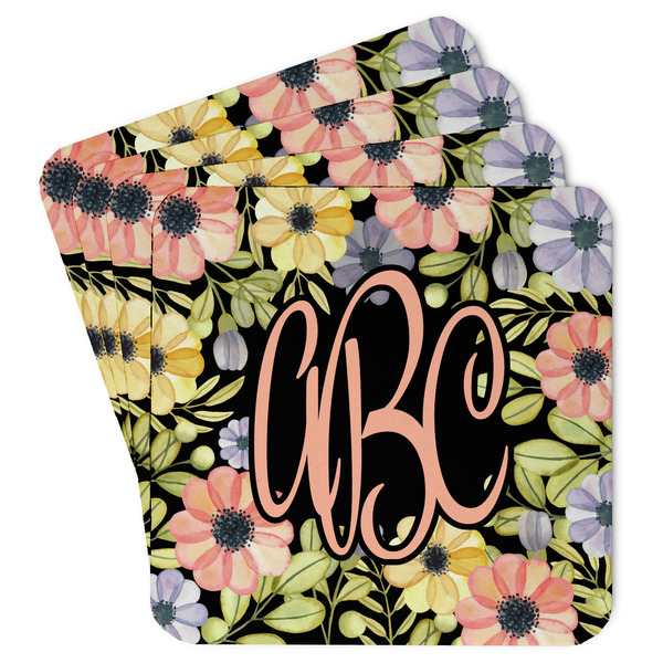 Custom Boho Floral Paper Coasters w/ Monograms