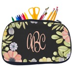 Boho Floral Neoprene Pencil Case - Medium w/ Monogram