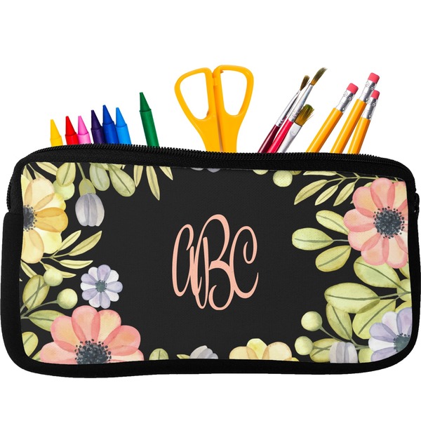 Custom Boho Floral Neoprene Pencil Case (Personalized)