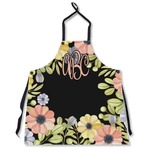 Boho Floral Apron Without Pockets w/ Monogram