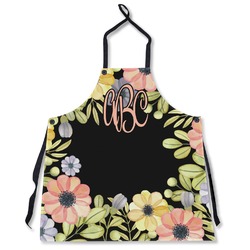 Boho Floral Apron Without Pockets w/ Monogram
