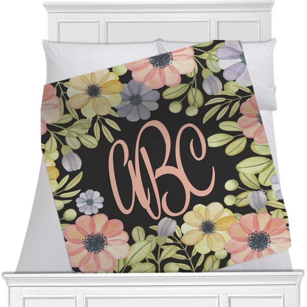 Custom Boho Floral Minky Blanket - Toddler / Throw - 60"x50" - Double Sided (Personalized)