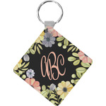 Boho Floral Diamond Plastic Keychain w/ Monogram