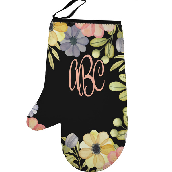 Boho Floral Personalized Oven Mitt - Left