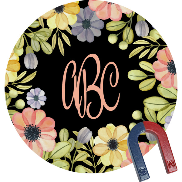 Custom Boho Floral Round Fridge Magnet (Personalized)
