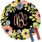 Boho Floral Personalized Round Fridge Magnet