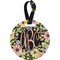 Boho Floral Plastic Luggage Tag - Round (Personalized)