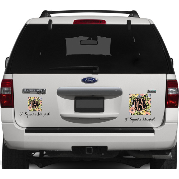 Boho Floral Personalized Square Car Magnets on Ford Explorer