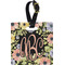 Boho Floral Plastic Luggage Tag - Square w/ Monogram
