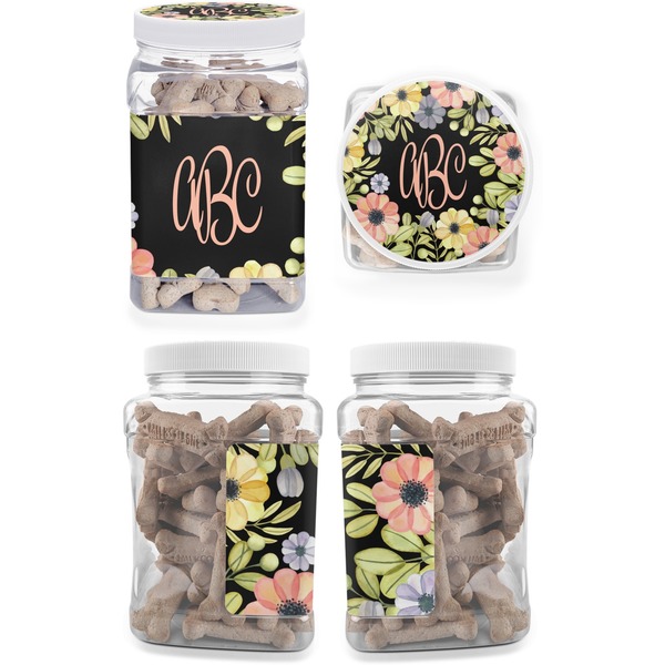 Boho Floral Pet Treat Jar - Multiple Angles