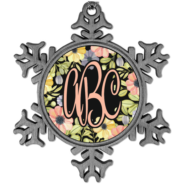 Custom Boho Floral Vintage Snowflake Ornament (Personalized)