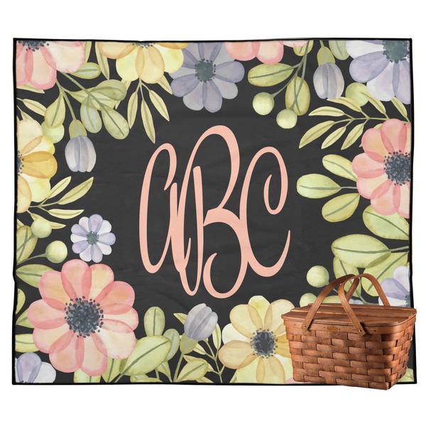 Custom Boho Floral Outdoor Picnic Blanket (Personalized)
