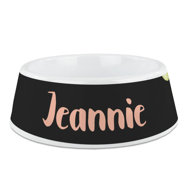 Custom Boho Floral Plastic Dog Bowl - Medium (Personalized)