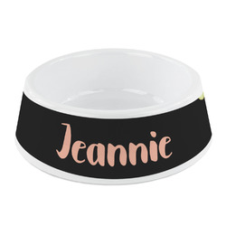 Boho Floral Plastic Dog Bowl - Small (Personalized)
