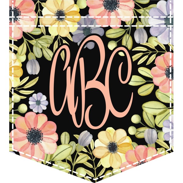 Custom Boho Floral Iron On Faux Pocket (Personalized)