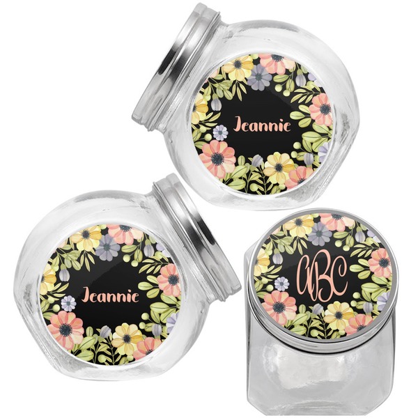 Boho Floral Puppy Treat Jar - Top Left Right