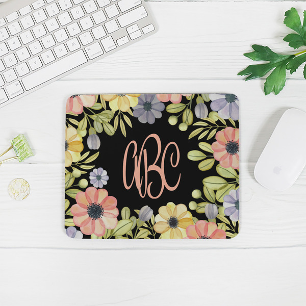 Boho Floral Rectangular Mouse Pad - LIFESTYLE 2