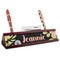 Boho Floral Red Mahogany Nameplates with Business Card Holder - Angle